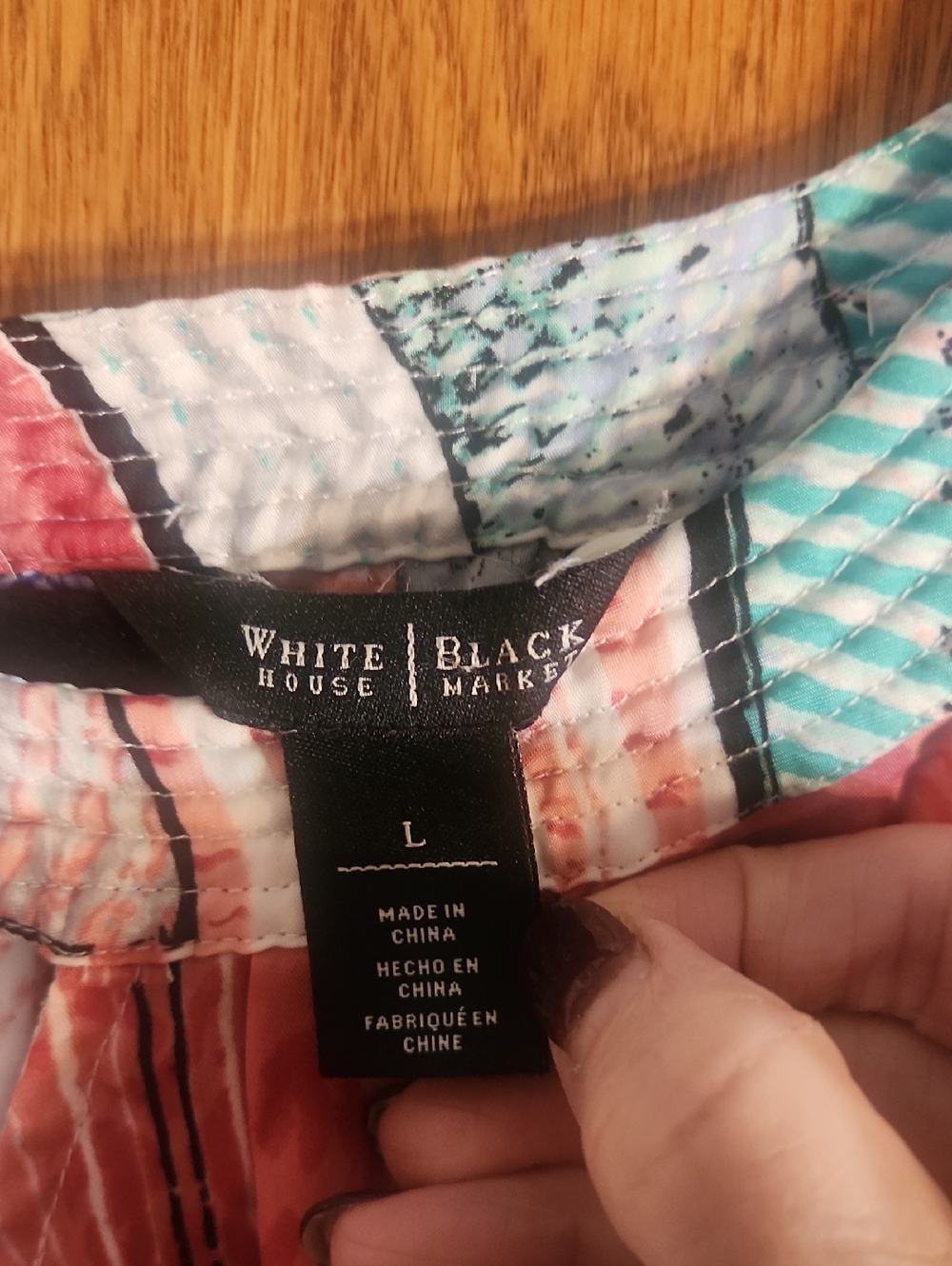 WHBM Sleeveless Geometric Print Halter Top in Pastel Multicolor Size L - Picture 2 of 8